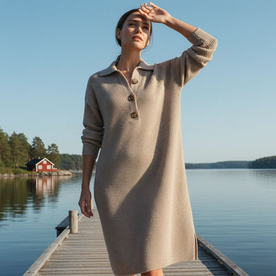 Toshiko – Elegant Strikkekjole Med Lange Ermer - Jaxel & Jess