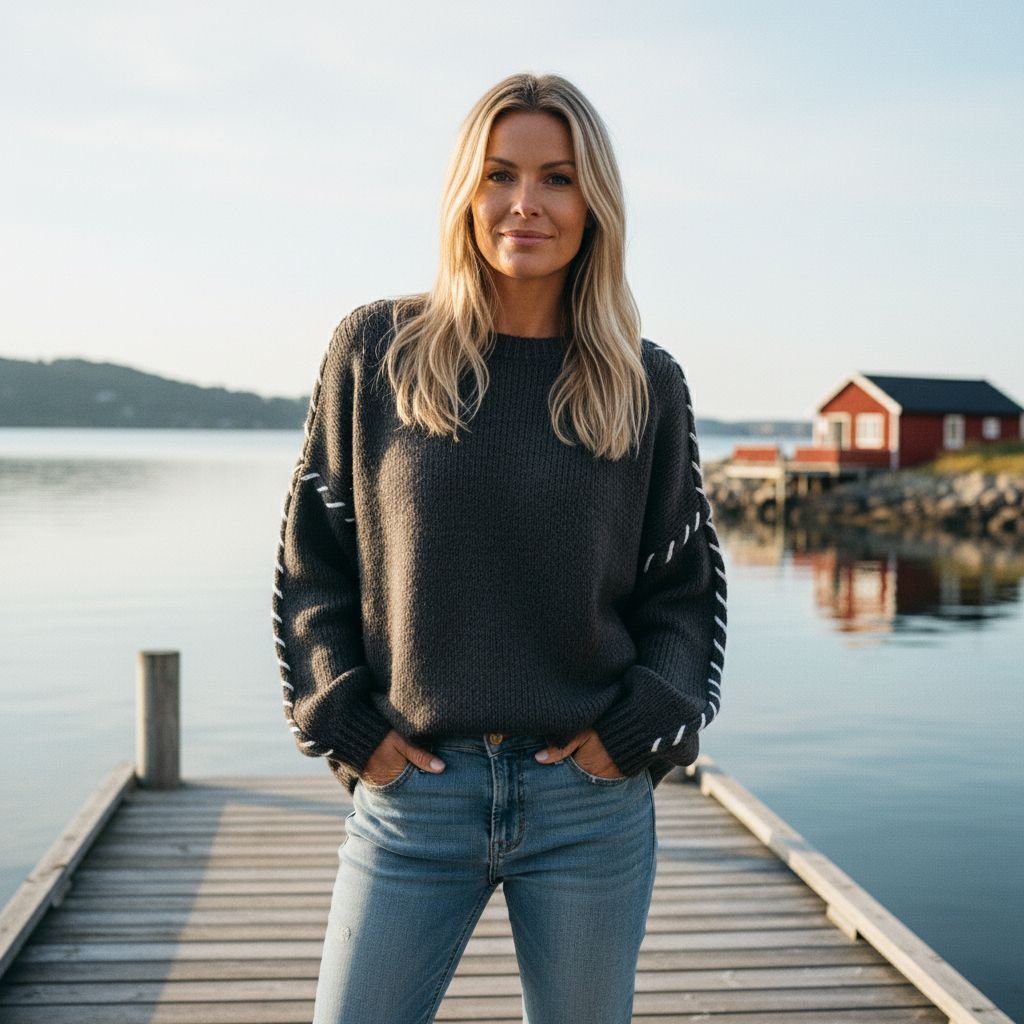 FELICITY | KOMFORTABEL GENSER MED LANG ERME OG RUND HALS - Jaxel & Jess