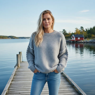 FELICITY | KOMFORTABEL GENSER MED LANG ERME OG RUND HALS - Jaxel & Jess