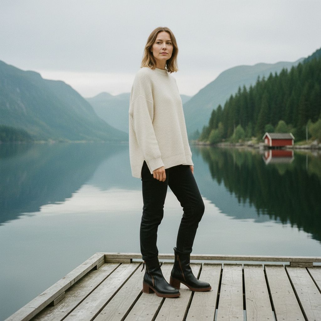 Valorine™ | Svart lærstøvlett med komfortabel hæl, elegant og tidløs - Jaxel & Jess