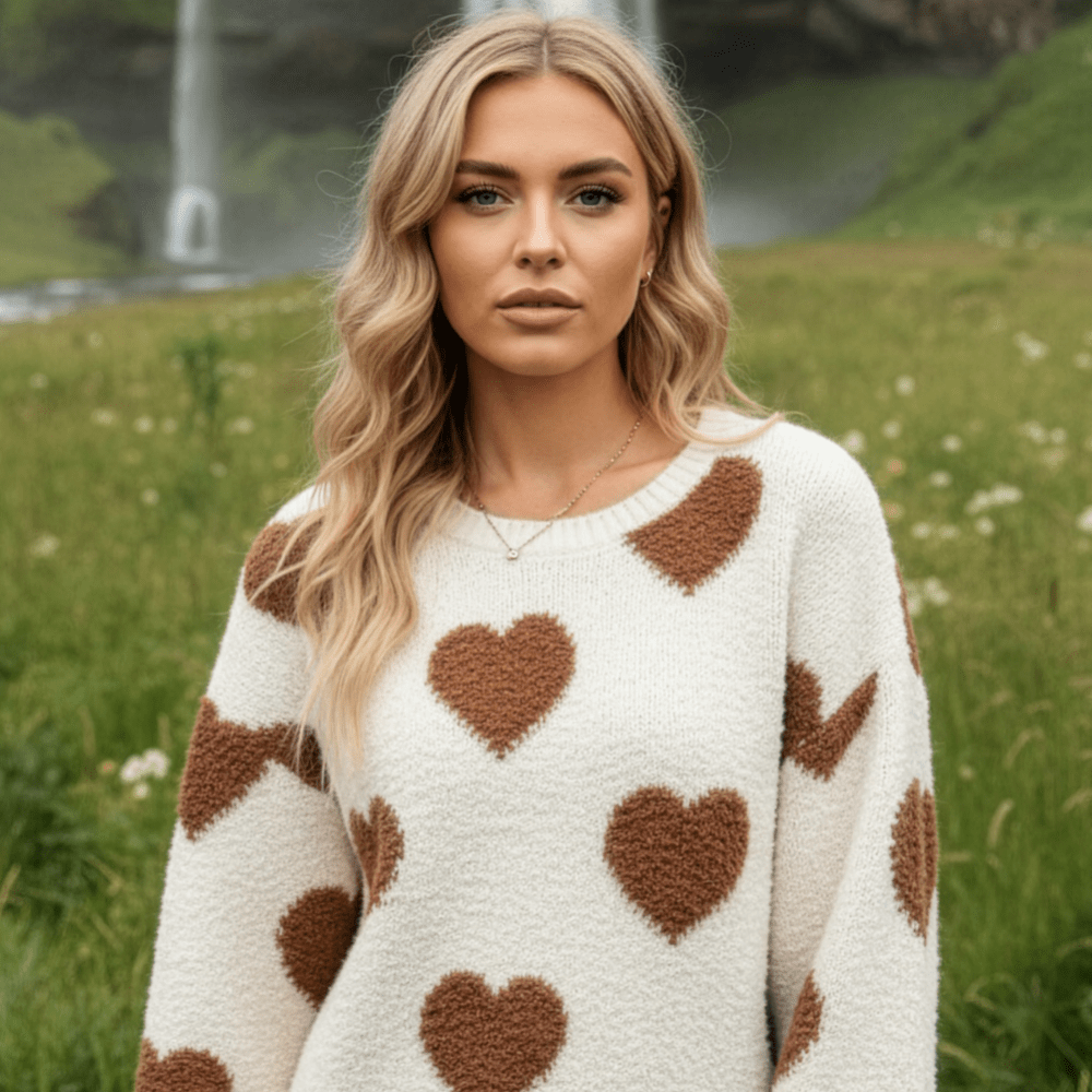 Elara | Sherpa genser med hjerte mønster - Jaxel & Jess