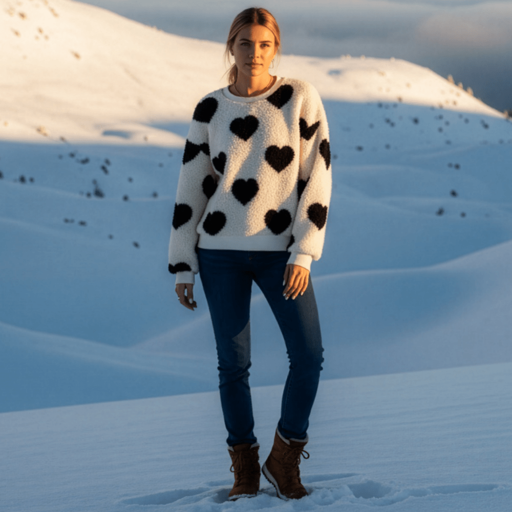 Elara | Sherpa genser med hjerte mønster - Jaxel & Jess